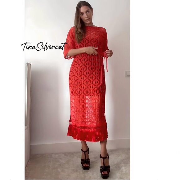 BLOGGER'S FAVE! Zara Red Knit Tunic Dress NWT - Picture 11 of 16